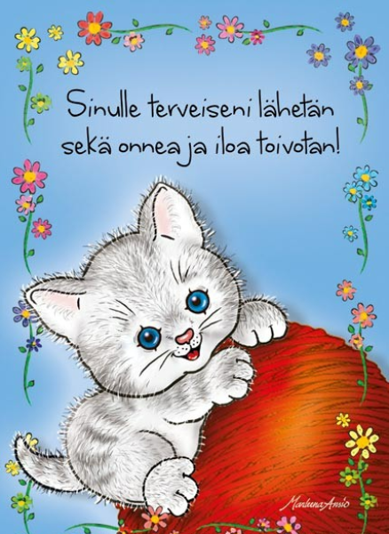 Ansio Kissa onnea ja iloa toivotan  kortti